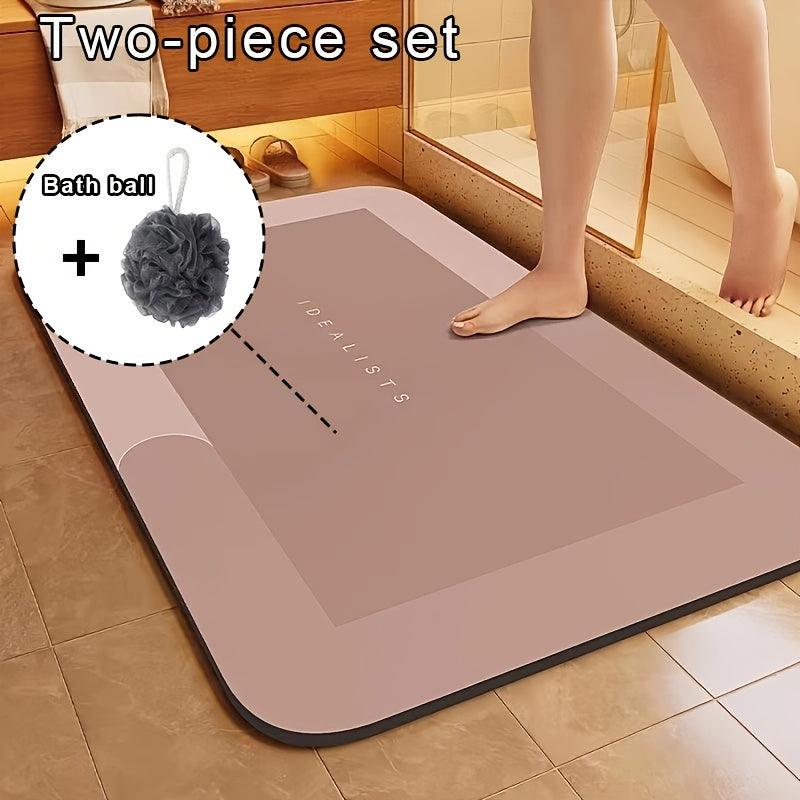 Diatomaceous Earth Bath Mat - Quick Dry Ultra-Absorbent Non-Slip Odor-Free