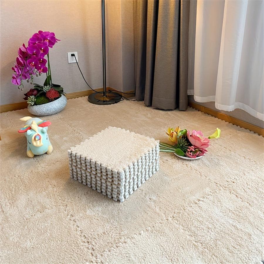 Interlocking Carpet Tiles - 12 Washable Non-Slip Mats for Bedroom  Living Room